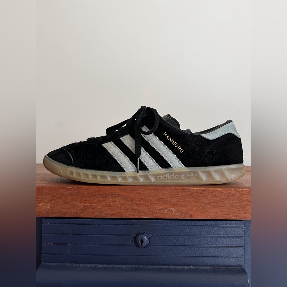 Adidas Originals Hamburg Black w/ Blue stripes.